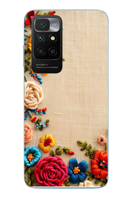 Redmi 10 2022 Uyumlu İşlemeli İğne Oyası Baskılı Silikon Kılıf