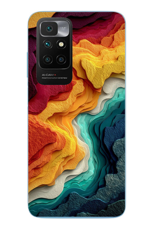 Redmi 10 2022 Uyumlu Renk Dalgaları Baskılı Silikon Kılıf