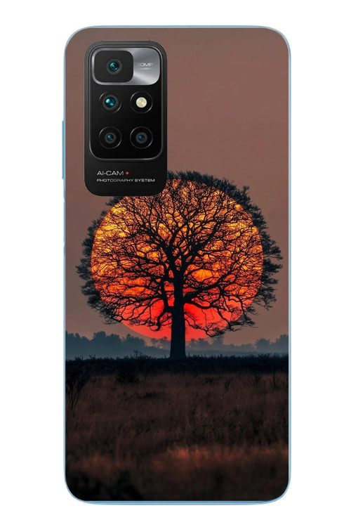 Redmi 10 2022 Uyumlu Güneşe Denk Gelen Ağaç Baskılı Silikon Kılıf