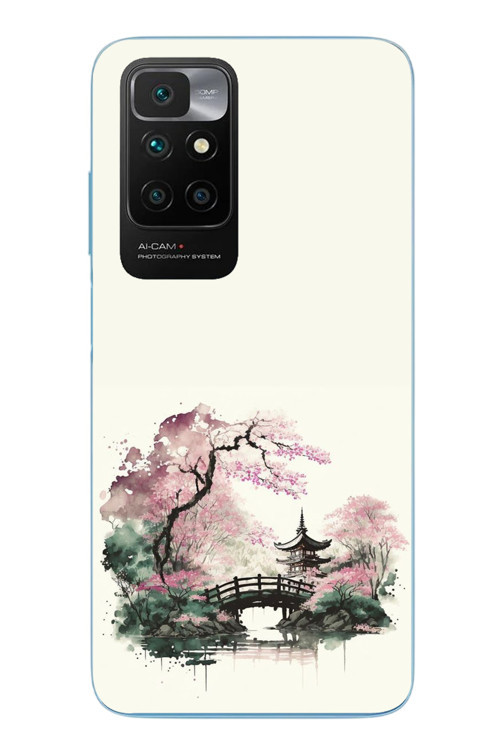 Redmi 10 2022 Uyumlu Japon Bahçesi Baskılı Silikon Kılıf