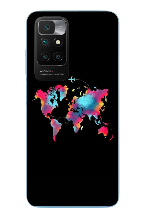 Redmi 10 2022 Uyumlu Dünya Renkli Haritası Baskılı Silikon Kılıf