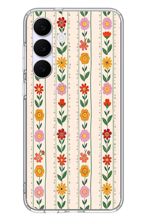 Samsung Galaxy S25 FE Uyumlu Çiçekler ve Yaprakları Baskılı Silikon Kılıf