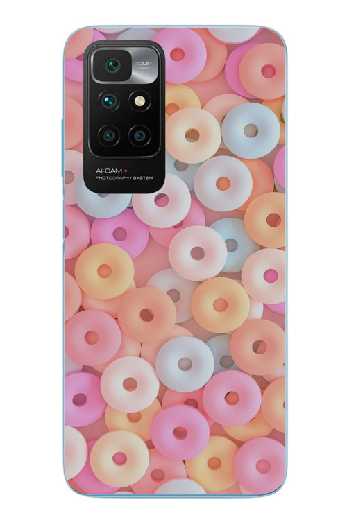Redmi 10 2022 Uyumlu Renkli Yuvarlak Şekerler Baskılı Silikon Kılıf