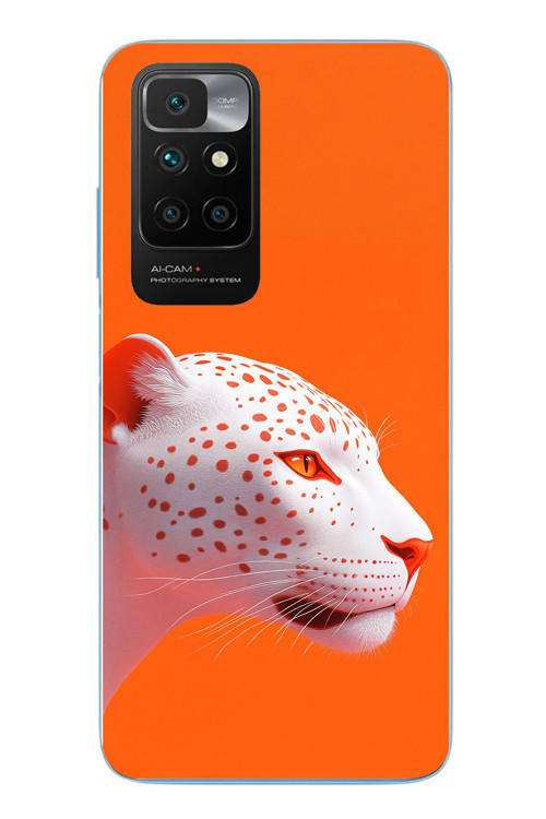 Redmi 10 2022 Uyumlu Turuncu Kaplan Baskılı Silikon Kılıf
