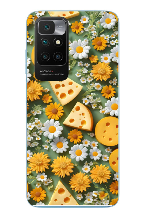 Redmi 10 2022 Uyumlu Peynirler Baskılı Silikon Kılıf