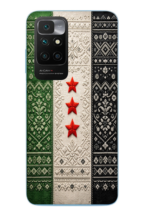 Redmi 10 2022 Uyumlu Suriye Bayrağı Dokuma Baskılı Silikon Kılıf