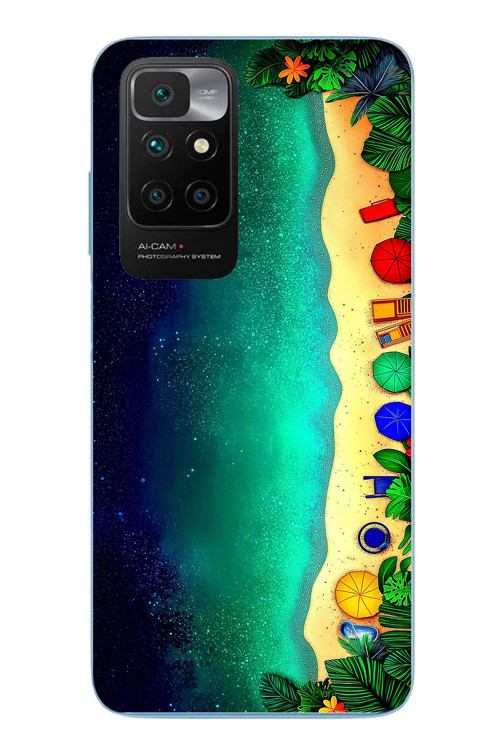 Redmi 10 2022 Uyumlu Tatil Kumsal Gecesi Baskılı Silikon Kılıf