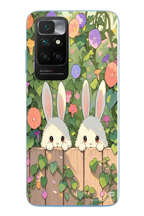Redmi 10 2022 Uyumlu Tavşan Kardeşler Baskılı Silikon Kılıf