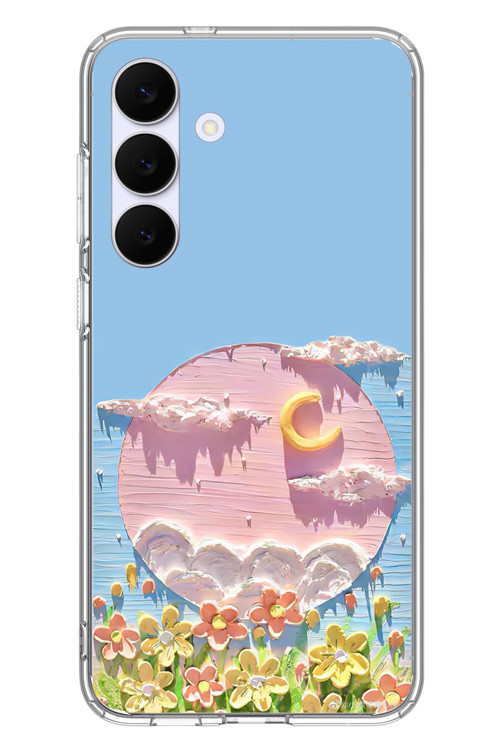 Samsung Galaxy S25 FE Uyumlu Çiçekli Ay Baskılı Silikon Kılıf