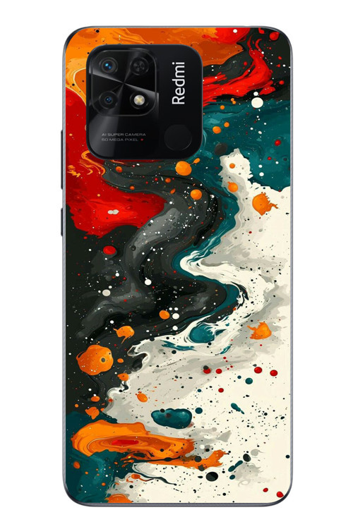 Redmi 10C Uyumlu Boya Karışımı Baskılı Silikon Kılıf