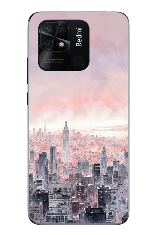Redmi 10C Uyumlu Gökdelenler Baskılı Silikon Kılıf