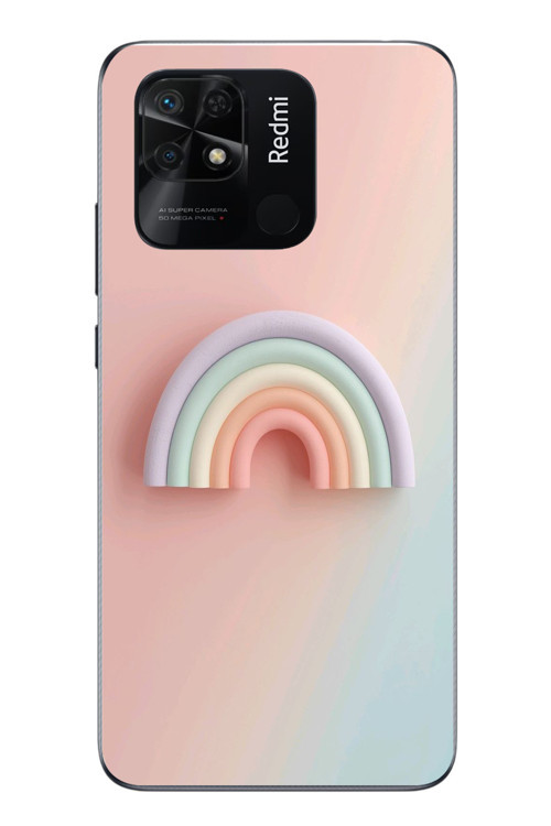 Redmi 10C Uyumlu Gökkuşağı Pastel Baskılı Silikon Kılıf