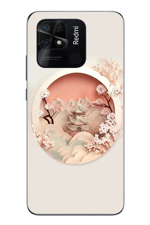 Redmi 10C Uyumlu Manzar Retro Yuvarlak Baskılı Silikon Kılıf