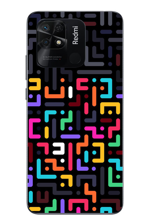 Redmi 10C Uyumlu Renkli Karışık Çizgiler Baskılı Silikon Kılıf