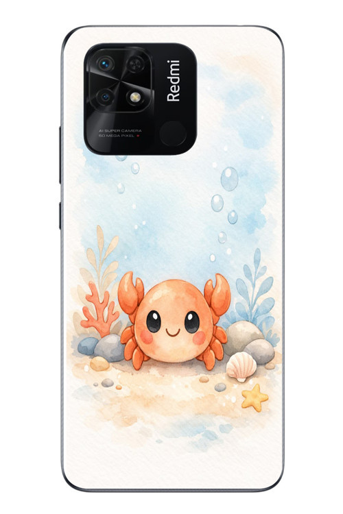 Redmi 10C Uyumlu Sevimli Yengeç Baskılı Silikon Kılıf