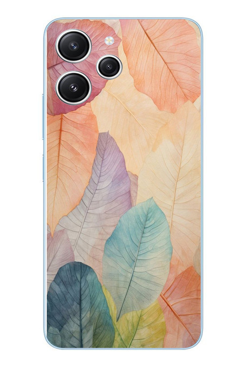 Redmi 12 Uyumlu Hafif Yapraklar Baskılı Silikon Kılıf