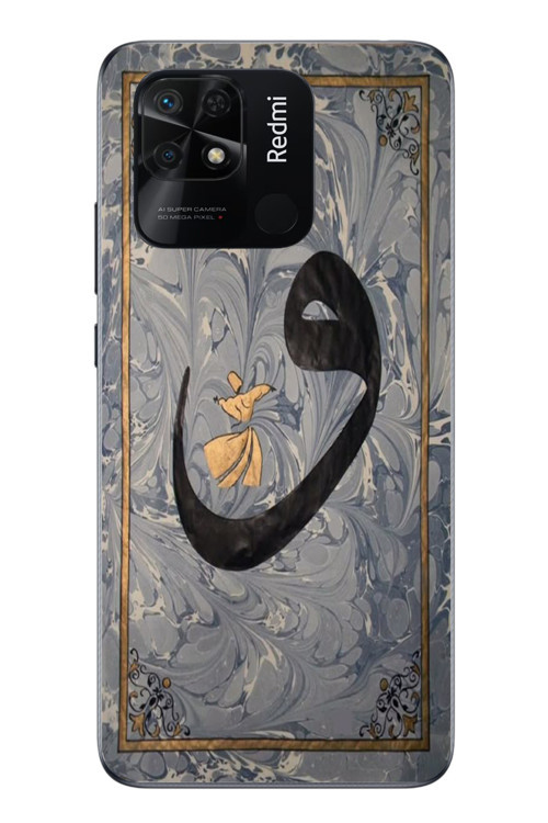 Redmi 10C Uyumlu Vav Harfi Gri Baskılı Silikon Kılıf