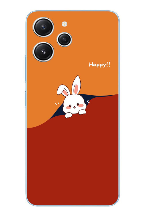 Redmi 12 Uyumlu Mutlu Tavşan Baskılı Silikon Kılıf