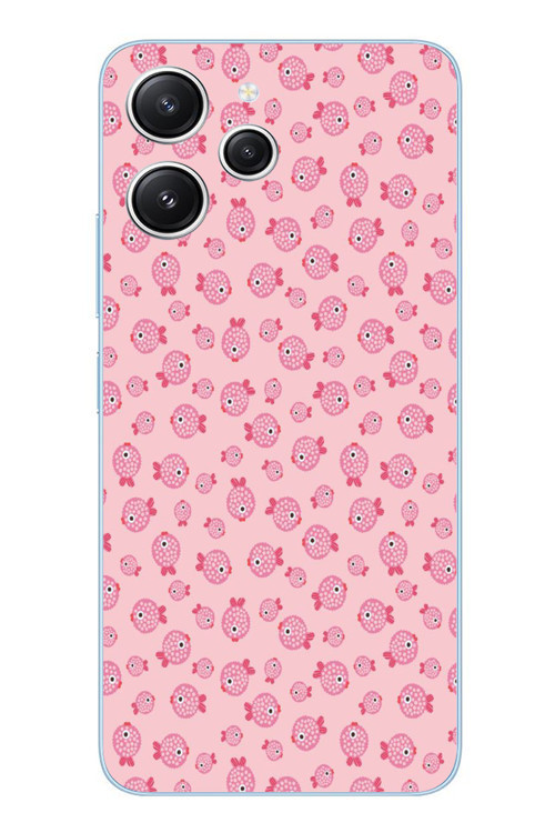 Redmi 12 Uyumlu Pembe Balıklar Baskılı Silikon Kılıf