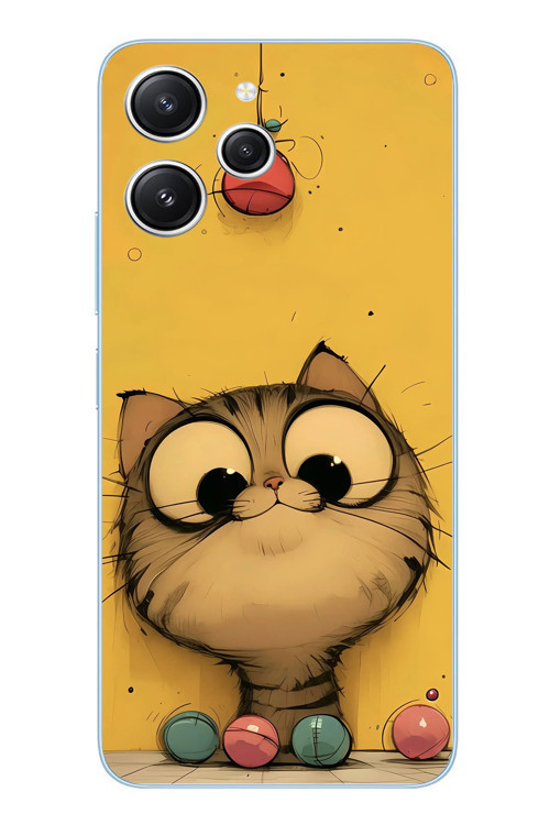 Redmi 12 Uyumlu Kedi Çizgisi Baskılı Silikon Kılıf