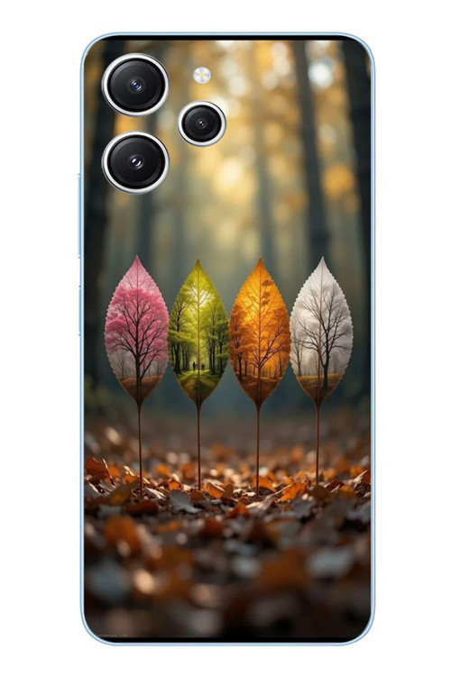 Redmi 12 Uyumlu Dört Mevsim Yaprakları Baskılı Silikon Kılıf