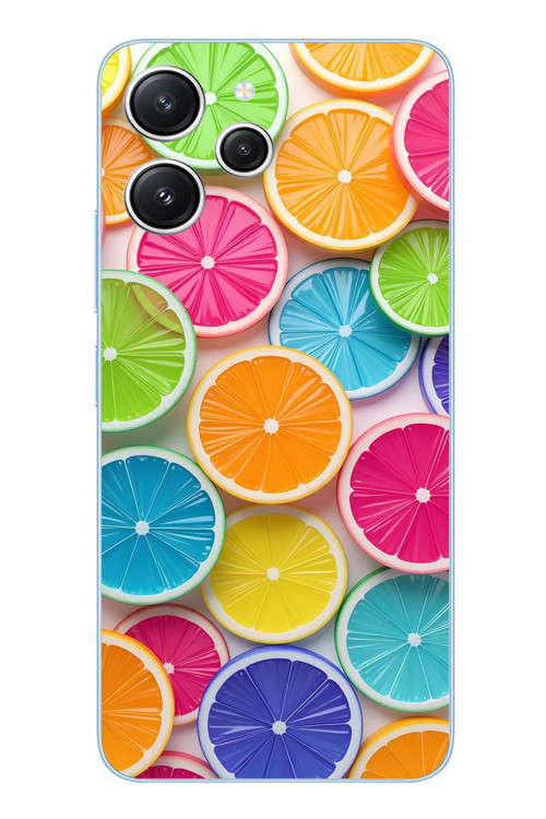 Redmi 12 Uyumlu Renkli Lime Dilimler Baskılı Silikon Kılıf