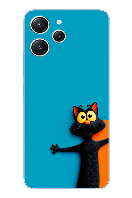 Redmi 12 Uyumlu Kedi Uyarısı Baskılı Silikon Kılıf