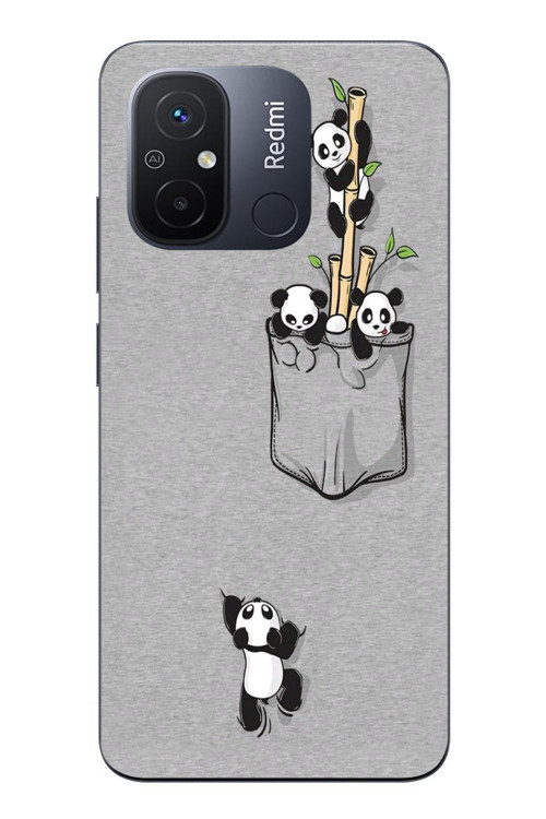 Redmi 12C Uyumlu Cepli Panda Baskılı Silikon Kılıf