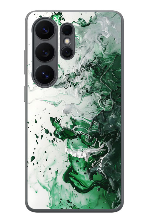 Samsung Galaxy S26 Ultra Uyumlu Yeşil Beyaz Dalgalar Baskılı Silikon Kılıf