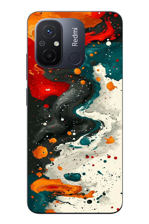 Redmi 12C Uyumlu Boya Karışımı Baskılı Silikon Kılıf