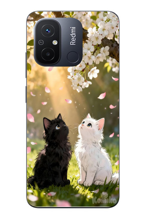 Redmi 12C Uyumlu İlkbahar Kedileri Baskılı Silikon Kılıf