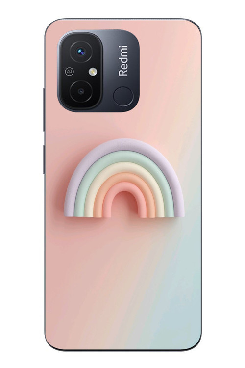 Redmi 12C Uyumlu Gökkuşağı Pastel Baskılı Silikon Kılıf