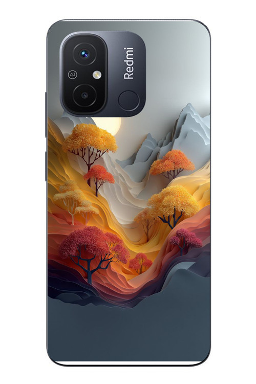 Redmi 12C Uyumlu Renk Dalgalı Manzara Baskılı Silikon Kılıf