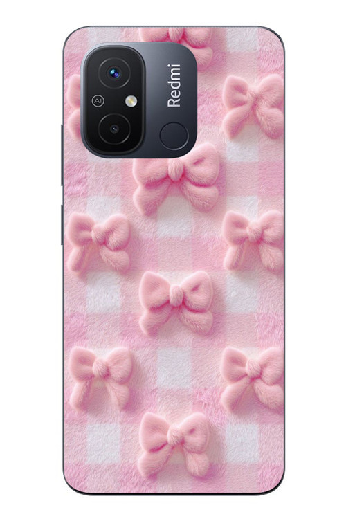 Redmi 12C Uyumlu Pembe Kurdeleler Baskılı Silikon Kılıf