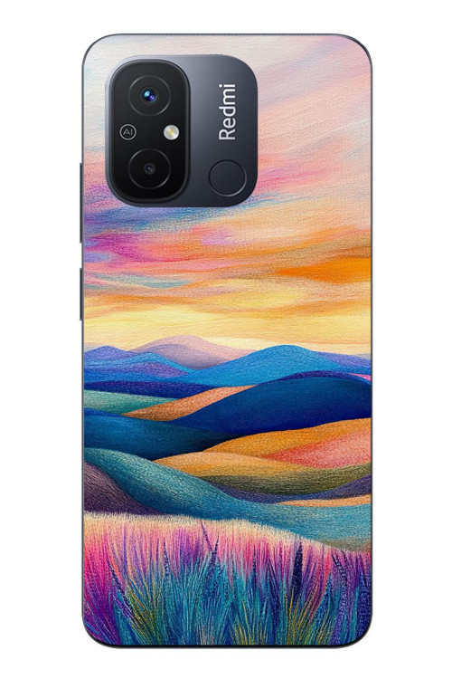 Redmi 12C Uyumlu Renkli Pastel Günbatımı Baskılı Silikon Kılıf