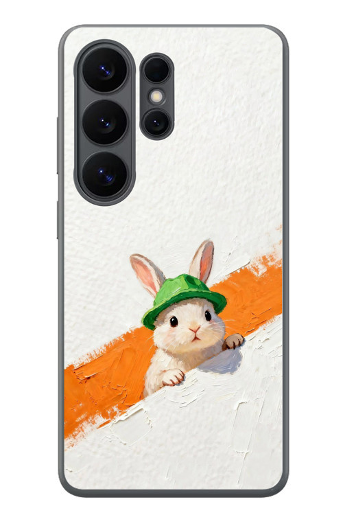 Samsung Galaxy S26 Ultra Uyumlu Yeşil Şapkalı Tavşan Baskılı Silikon Kılıf