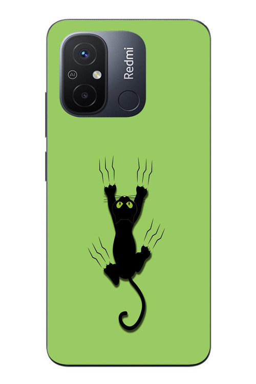 Redmi 12C Uyumlu Tutunan Kedi Baskılı Silikon Kılıf