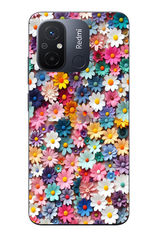 Redmi 12C Uyumlu Pastel Çiçekler Baskılı Silikon Kılıf