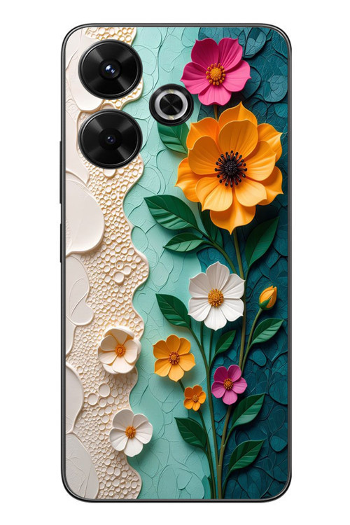 Redmi 13 Uyumlu Güzel Modern Çiçekler Baskılı Silikon Kılıf