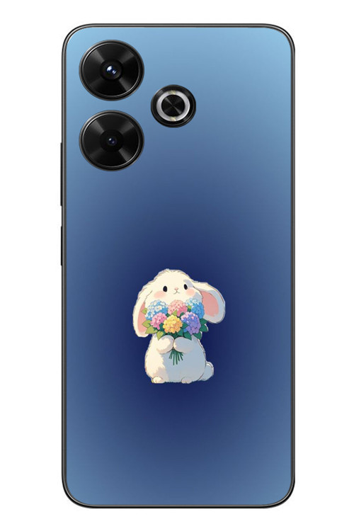 Redmi 13 Uyumlu Çiçekli Tavşan Baskılı Silikon Kılıf