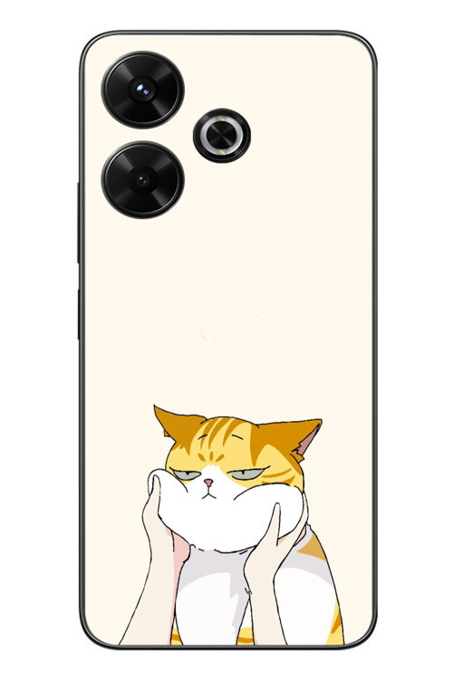 Redmi 13 Uyumlu Sarı Kedi Yanakları Baskılı Silikon Kılıf