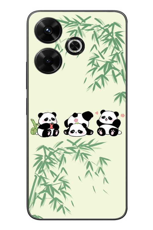 Redmi 13 Uyumlu Panda Ailesi Baskılı Silikon Kılıf