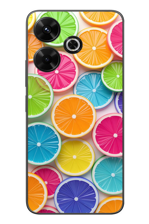 Redmi 13 Uyumlu Renkli Lime Dilimler Baskılı Silikon Kılıf