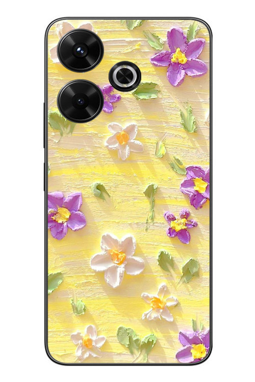 Redmi 13 Uyumlu Mor Papatyalar Baskılı Silikon Kılıf