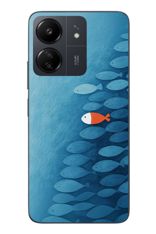 Redmi 13C Uyumlu Balıklar Yüzüyor Baskılı Silikon Kılıf