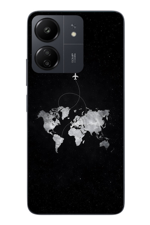 Redmi 13C Uyumlu Dünya Haritası Uçuş Baskılı Silikon Kılıf