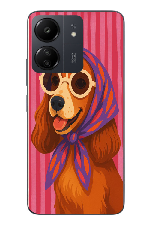 Redmi 13C Uyumlu Gözlüklü Köpek Baskılı Silikon Kılıf