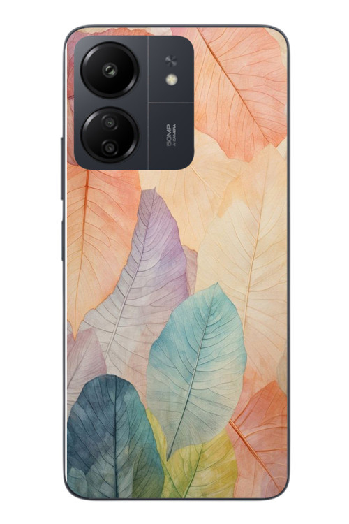 Redmi 13C Uyumlu Hafif Yapraklar Baskılı Silikon Kılıf