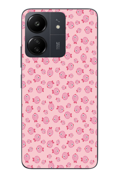 Redmi 13C Uyumlu Pembe Balıklar Baskılı Silikon Kılıf