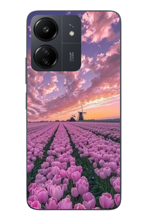 Redmi 13C Uyumlu Lale Bahçesi Baskılı Silikon Kılıf
